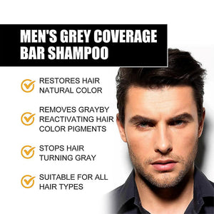 3pcs Men's Grey Coverage Bar Shampoo Hair Darkening Black Soap For ...