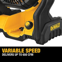 Charger l&#39;image dans la galerie, DEWALT 20V MAX* Cordless Fan, Portable, Multi Hanging, Up to 650 CFM Airflow, Tool Only (DCE512B)