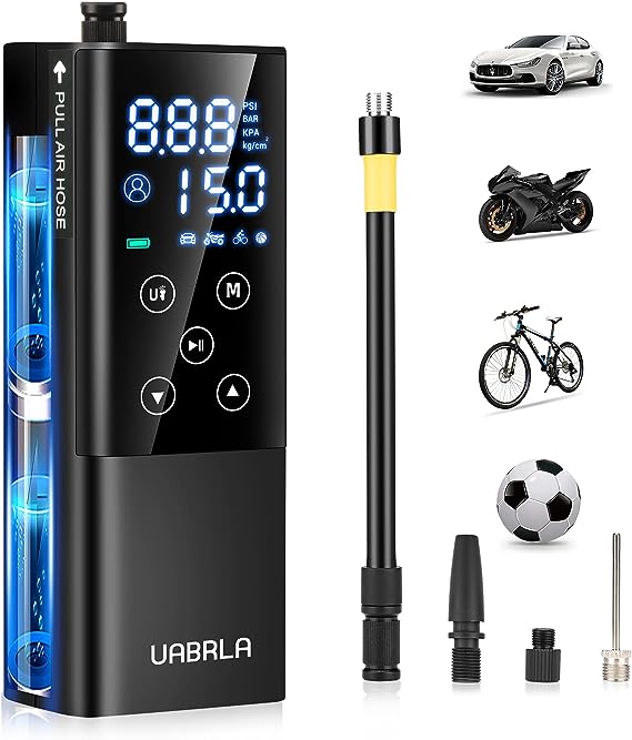 UABRLA Tire Inflator Portable Air Compressor, 2X Faster & Powerful 160PSI, Cordless Tire Inflator