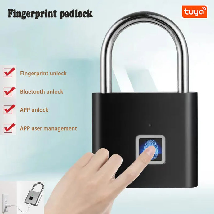 Fingerprint Padlock Tuya Smart  USB Rechargeable Door Lock Waterproof Biometric Thumbprint Door Padlocks Zinc Alloy Smart Life - AliExpress