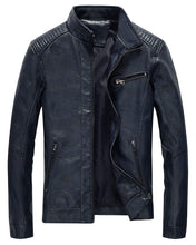 Cargar imagen en el visor de la galería, Leather Jacket Men Black Slim Fit Motorcyle Lightweight