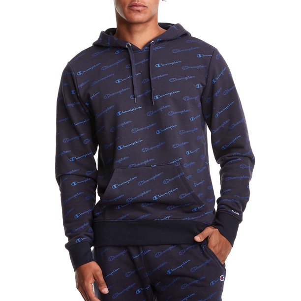Champion Men's Diagonal All Over Script Logo Print Fleece Pullover Hoodie, up to Size 2XL - Walmart.com