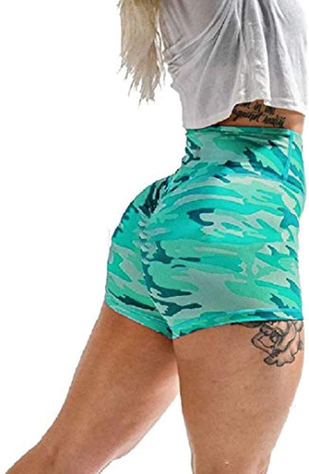Women High Waisted Camouflage Beach Shorts Slim Fit Fitting Lounge Sexy Color Green Us Mchina L