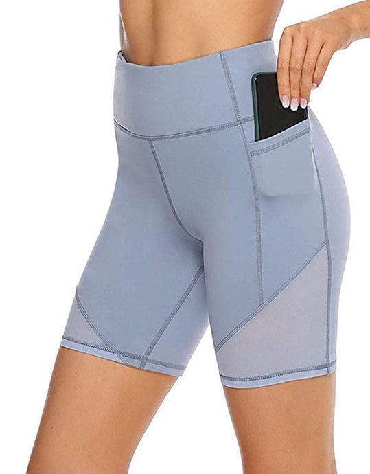 Women''s High Waist Yoga Short Side Pocket Workout Tummy Control Bike Shorts Running Exercise Spex Leggings
