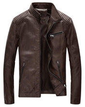 Cargar imagen en el visor de la galería, Leather Jacket Men Black Slim Fit Motorcyle Lightweight