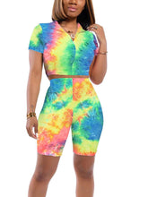 Charger l&#39;image dans la galerie, Two Piece Outfits for Women Summer Tops Tie Dye Cute Workout Short Sets L