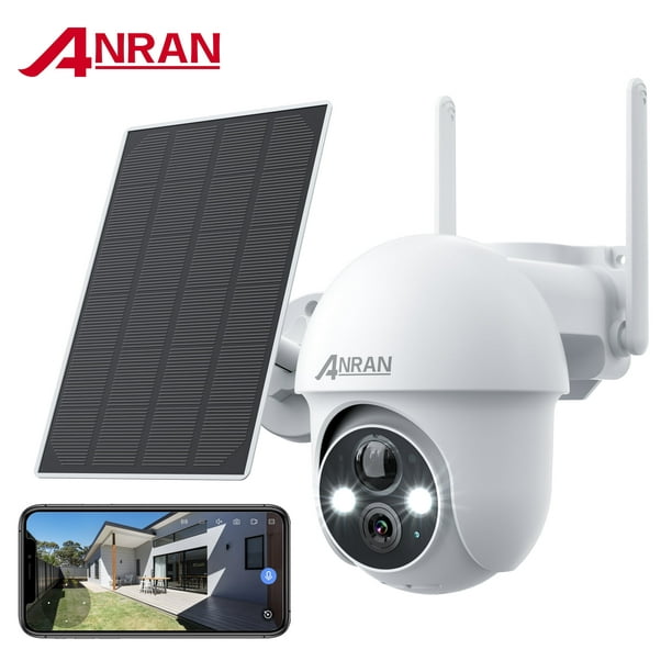 2K Solar Security Camera with Spotlight, ANRAN 360° View Wireless Outdoor Camera, Waterproof PIR Detection, Rechargeable Battery Powered Home Surveillance Camera with Color Night Vision 2-Way Audio - Walmart.com