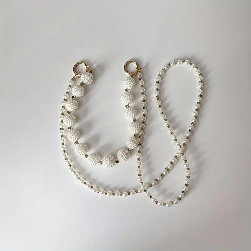 Mobile Phone Lanyard White Imitation Pearl Crossbody Long Lanyard Portable Chain Pendant Suitable For IPhone, Samsung Phone Keychain Headphone Case Bag Camera Pendant Jewelry Gift Wristband Anti-Loss Rope Fashion Women's