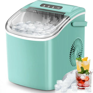 Kismile Countertop Ice Maker Portable Ice Machine with Handle, Self-Cleaning Ice Makers, 26Lbs/24H, 9 Ice Cubes Ready in 6 Mins for Home Kitchen Party Bar Green - Walmart.com