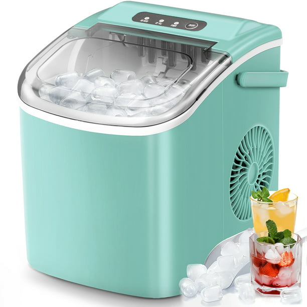 Kismile Countertop Ice Maker Portable Ice Machine with Handle, Self-Cleaning Ice Makers, 26Lbs/24H, 9 Ice Cubes Ready in 6 Mins for Home Kitchen Party Bar Green - Walmart.com