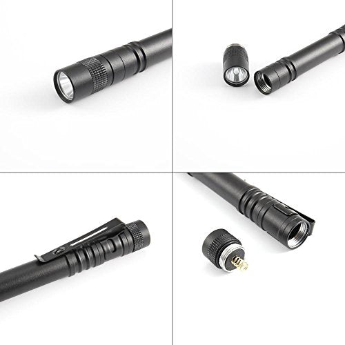 500 Lumen LED Medical Penlight, 5 Pcs EDC Aircraft XPE Q5 Black Nurse Penlight with Clip