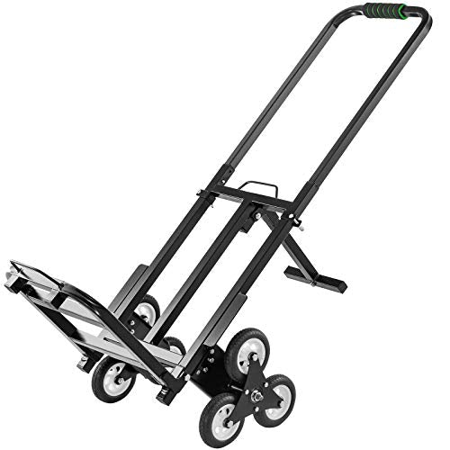 VEVOR Stair Climbing Cart, Portable Folding Trolley with 6 Wheels, Stair Climber Hand Truck with Adjustable Handle for Pulling, All Terrain Heavy Duty Dolly Cart for Stairs