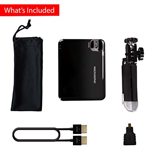 Magnasonic LED Pocket Pico Video Projector, HDMI, Rechargeable Battery, Built-in Speaker, DLP, 60