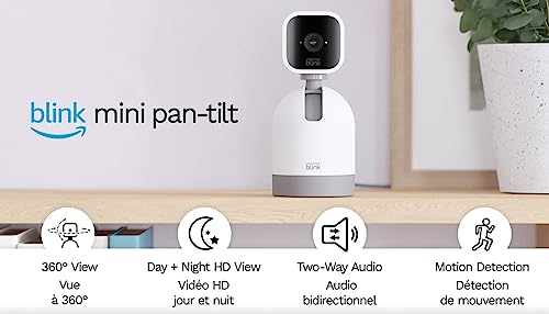 Blink Mini Pan-Tilt Camera | Rotating indoor plug-in smart security camera, two-way audio, HD video, motion detection, Works with Alexa (White)