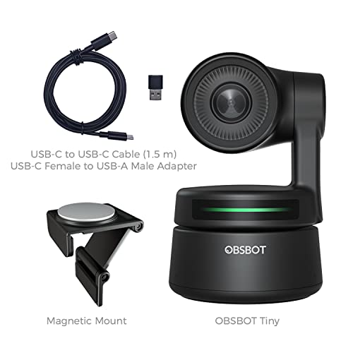 OBSBOT Tiny PTZ Webcam, AI-Powered Framing & Gesture Control, Full HD 1080p Webcam for Video Conferencing, 90-Degree Wide Angle, Low-Light Correction, Works with Zoom, Skype and More