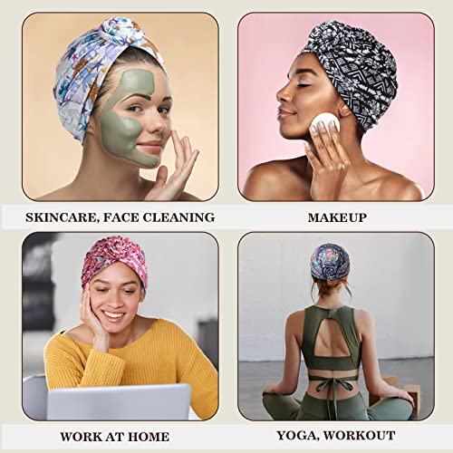 AWAYTR 3pcs Turbans for Women Pre-Tied Head Wraps Knot Beanie Cap Soft Cancer Headwear Hat Breathable African Headwrap (Pink/Blue/Black)