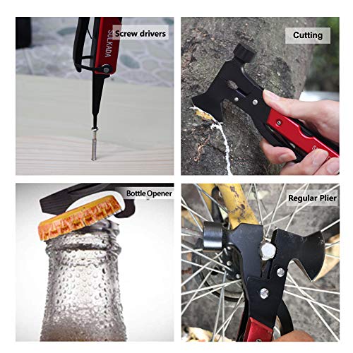 Multitool Axe Camping Tool, Cool & Unique Birthday Present for Men Dad Him Boyfriend, 19-in-1 Survival Gear for Outdoor Hunting Hiking, Emergency Escape,with Axe,Hammer,Plier,Bottle Opener