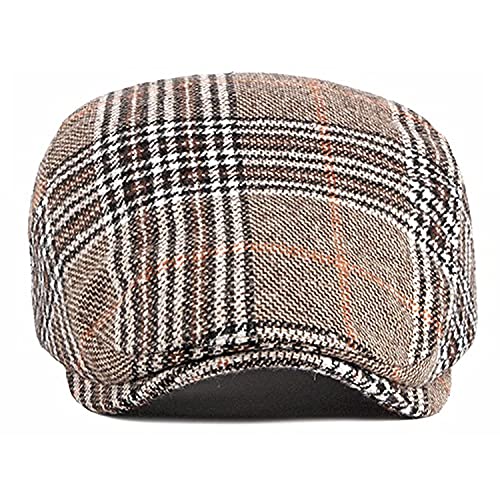 JAOAJ Mens Flat Newsboy Cap, Beret Hat Men Scally Hat, Gatsby Golf Hats, Ivy Driving Cap, Fit (55-59CM) Brown
