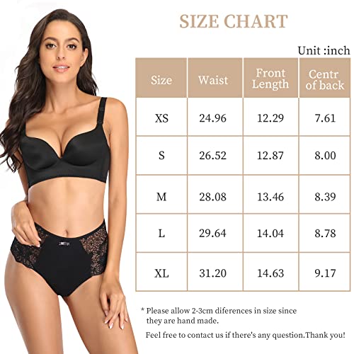 Intiflower Period Underwear for Women, Leakproof Period Panties, Lace Menstrual Underwear Breathable & Soft, 2 Mid Waist Nude+black, X-Large
