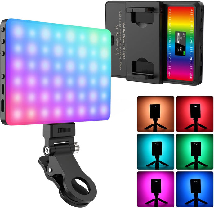 IMAXTOP Selfie Light, RGB Video Light with 78 LEDs, Portable Camera Light Panel 0-360 Full Color, 2500-9000K CRI 95+ LED DSLR Lighting for Selfie/Makeup/Vlogging/Photography/Video Conference