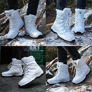 Womens Winter Snow Boots Waterproof Insulated Outdoor Fur Lining Boots For Ladies Non-slip Lace Up Shoes