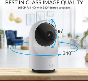 YI Smart Dome Caméra de sécurité X alimentée par l'IA 1080p WiFi IP Système de surveillance de la maison avec détection humaine, analyse du son, récupération d'image, Time Lapse, Auto Cruise - Service Cloud disponible, fonctionne avec Alexa et Google