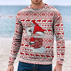 Generic Papa Hommes NoÃ«l Pull de NoÃ«l Top Famille Ensemble NoÃ«l O-Cou Manches Longues Sweat-Shirt NoÃ«l ImprimÃ© Sweatshirt Pull de Noel 3D Adultes Hommes Femmes Sauteur NoÃ«l