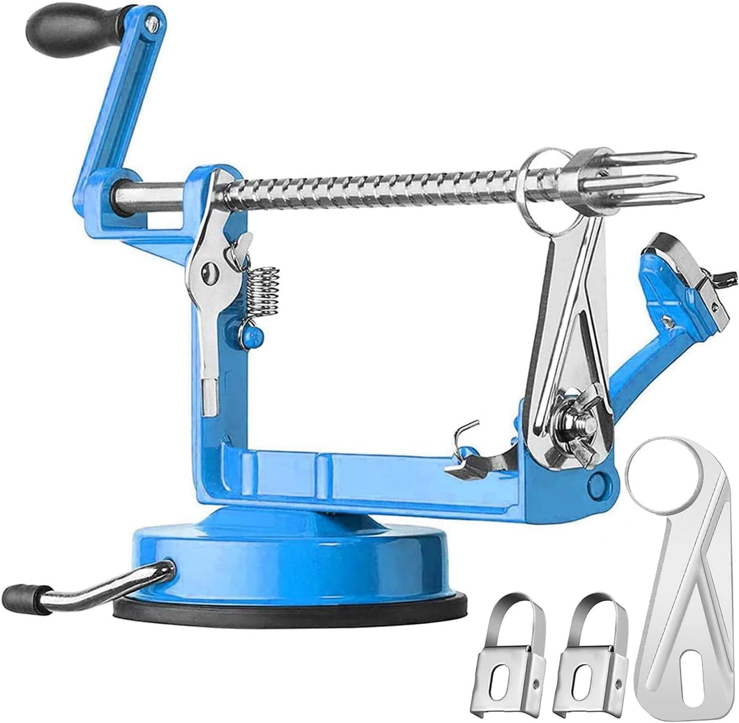 Apple Peeler and Corer - Long Lasting Chrome Cast Iron with Countertop Suction Cup(Blue)