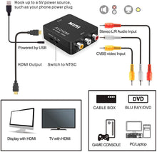 Charger l&#39;image dans la galerie, RCA to HDMI,AV to HDMI Converter,ABLEWE 1080P Mini RCA Composite CVBS Video Audio Converter Adapter Supporting PAL/NTSC for TV/PC/ PS3/ STB/Xbox VHS/VCR/Blue-Ray DVD Players