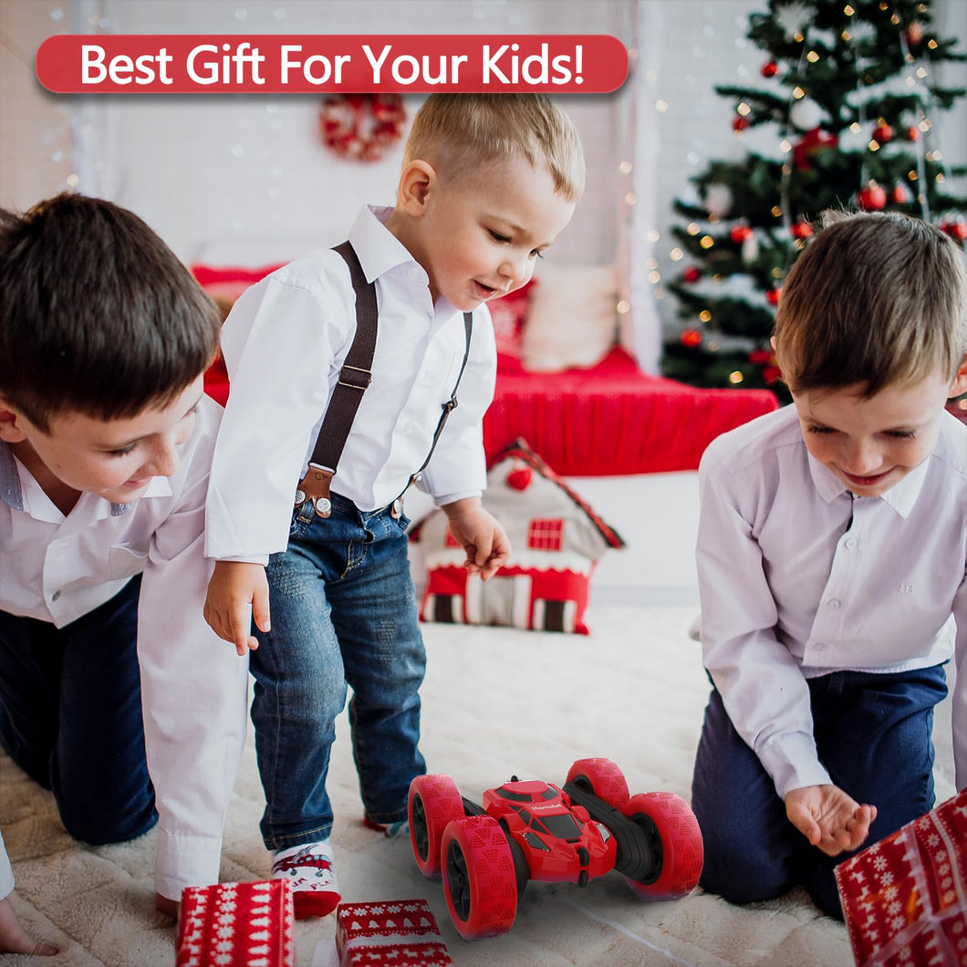 Hamdol Remote Control Car Double Sided 360°Rotating 4WD RC Cars with Headlights 2.4GHz Electric Race Stunt Toy Car Rechargeable Toy Cars for Boys Girls Birthday (Red)