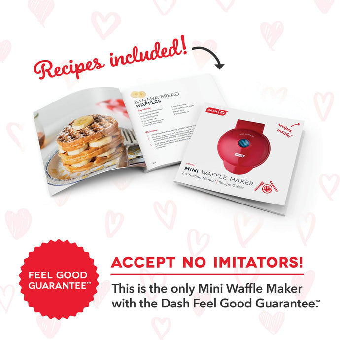 Dash Mini Waffle Maker Machine for Individuals, Paninis, Hash Browns, & Other On the Go Breakfast, Lunch, or Snacks, with Easy to Clean, Non-Stick Sides, Red Heart 4 Inch
