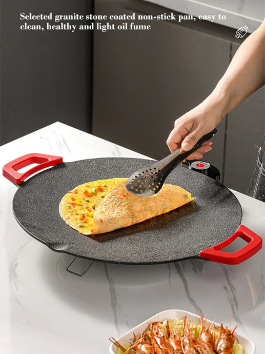 Barbecue électrique multifonctionnel 30/36cm, poêle antiadhésive, plaque de Barbecue en fonte pour l'extérieur, Camping - AliExpress
