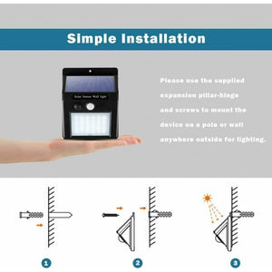 4 Pcs 30 LED Solar Lights Motion Sensor Solar Powered Wall Lights for Garden Pathway