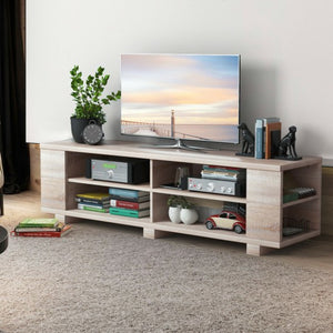 59" Console Storage Entertainment Media Wood TV Stand-Natural