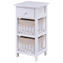 Cargar imagen en el visor de la galería, Wooden Morden Nightstand with 2 Wicker Rattan Drawers