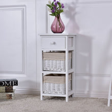 Cargar imagen en el visor de la galería, Wooden Morden Nightstand with 2 Wicker Rattan Drawers