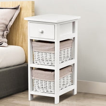 Cargar imagen en el visor de la galería, Wooden Morden Nightstand with 2 Wicker Rattan Drawers