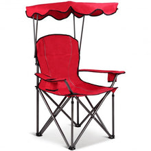 Cargar imagen en el visor de la galería, Portable Folding Beach Canopy Chair with Cup Holders-Red