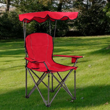 Charger l&#39;image dans la galerie, Portable Folding Beach Canopy Chair with Cup Holders-Red