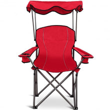 Cargar imagen en el visor de la galería, Portable Folding Beach Canopy Chair with Cup Holders-Red