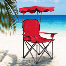 Cargar imagen en el visor de la galería, Portable Folding Beach Canopy Chair with Cup Holders-Red