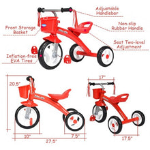 Charger l&#39;image dans la galerie, Kids Tricycle Rider with Adjustable Seat-Red