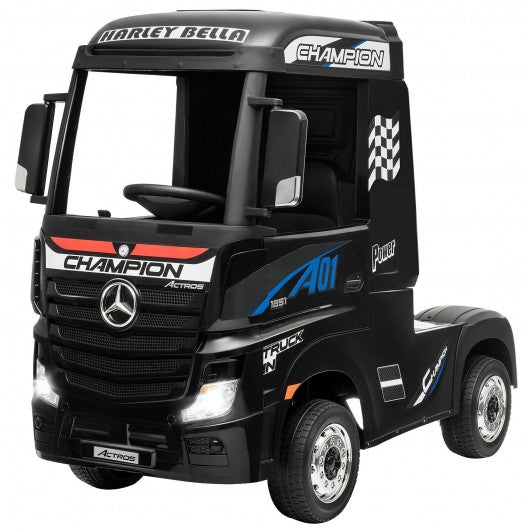 12 V Mercedes Benz Actros Electric Kids Ride on Truck with Remote Control and MP3-Black