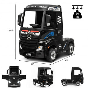 12 V Mercedes Benz Actros Electric Kids Ride on Truck with Remote Control and MP3-Black