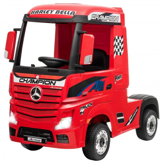 12 V Mercedes Benz Actros Electric Kids Ride on Truck with Remote Control and MP3-Red