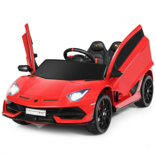 12V Licensed Lamborghini SVJ RC Kids Ride On Car with Trunk and Music-Red