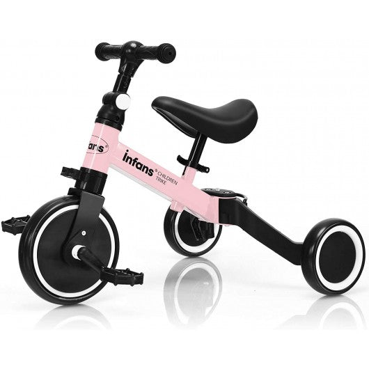 3 in 1 3 Wheel Kids Tricycles with Adjustable Seat and Handlebarfor Ages 1-3-Pink