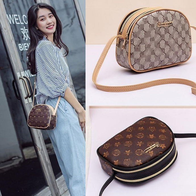 Retro Printed Women's Bag 2021 Japan And South Korea New Fashion Net Red Hit Color Shell Bag Personality One Shoulder Messenger Women's Bag Trend