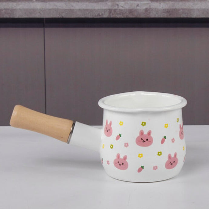 Pot à lait émaillé avec poignée en bois, ustensile de cuisine, cuisinière à gaz, cuisson à Induction, pour le petit déjeuner, pour bébé, pour café, 500ml - AliExpress