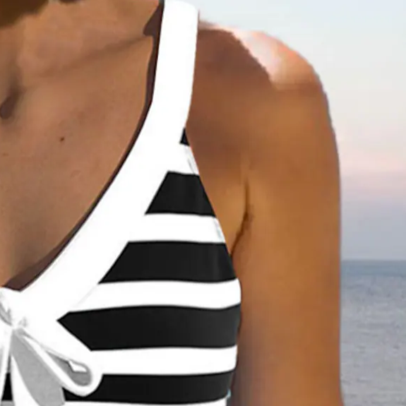 Women's Swimwear Bikini Normal Swimsuit 2 Piece Printing High Waisted Striped Light Blue Black Fuchsia Bathing Suits Sports Beach Wear Summer #9488499